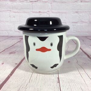 Penguin Design Ceramic Mug with Black Top Hat Lid
